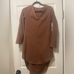 Long sleeve brown tunic sheer material size small